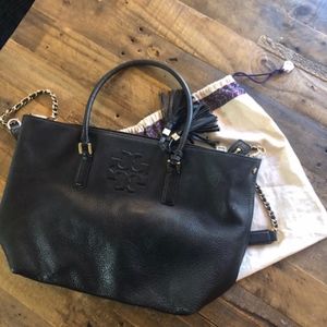 LARGE Black Tory Burch Purse with Shoulder Strap